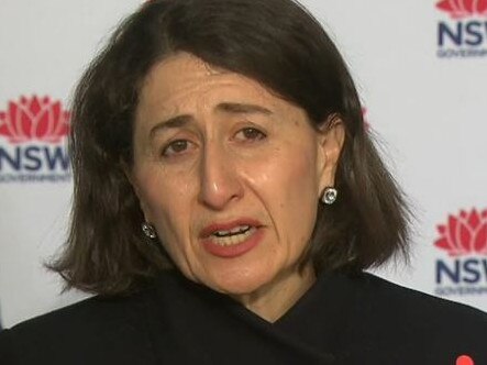 Gladys Berejiklian addresses the media. Picture: 9 News.