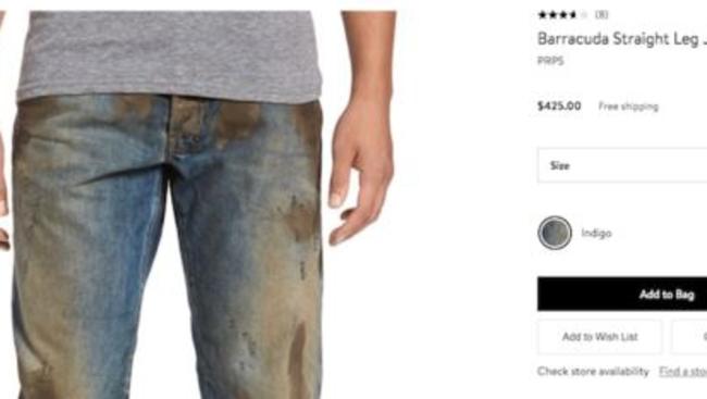 Nordstrom is selling muddy jeans for $US425 ($569). Picture: Nordstrom