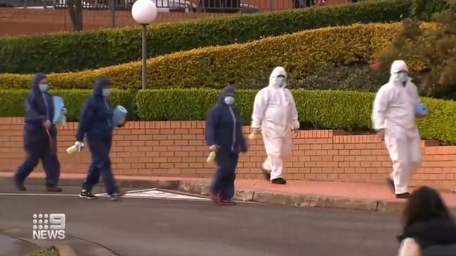 Cleaners at Tangara school for girls in Cherrybrook. Picture: 9News