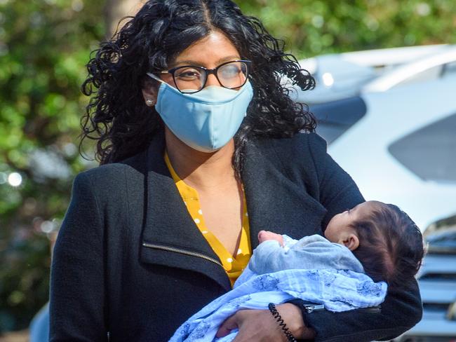 Samantha Ratnam MP and daughter, Malala Jacobs at parliament. Picture: Jay Town