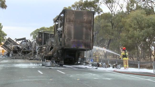 After the fiery crash near the SA-VIC border. Picture: NINE NEWS