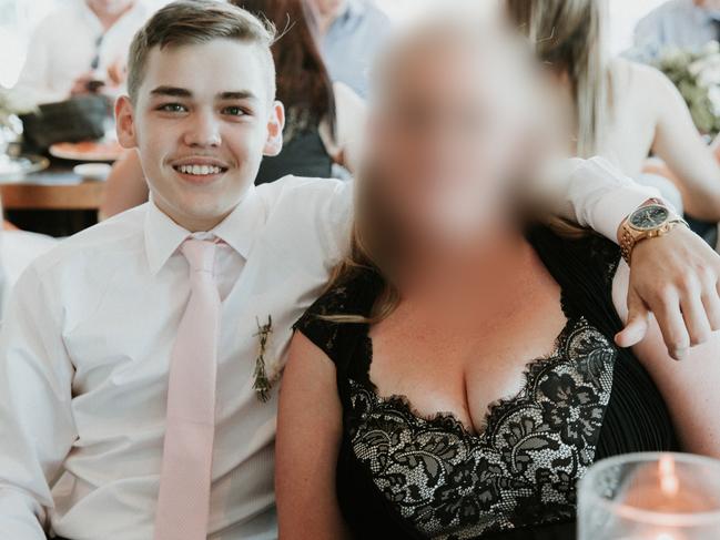 Brayden Dillon with his mother, who can’t be identified. Picture: Supplied