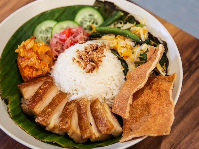 Salt and Palm’s pork belly rice bowl. Picture: Facebook