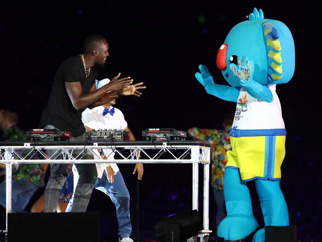 Usain Bolt and big fluffy mascots, what’s not to love?