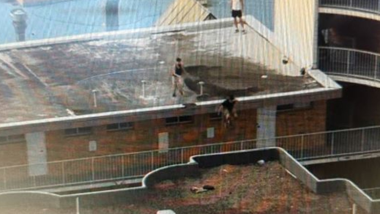Police are investigating after video emerged on Tuesday, April 29, 2025, appearing to depict a trio of young men leaping between The Sands Apartments and St Tropez Apartments at Surfers Paradise. Picture: Supplied