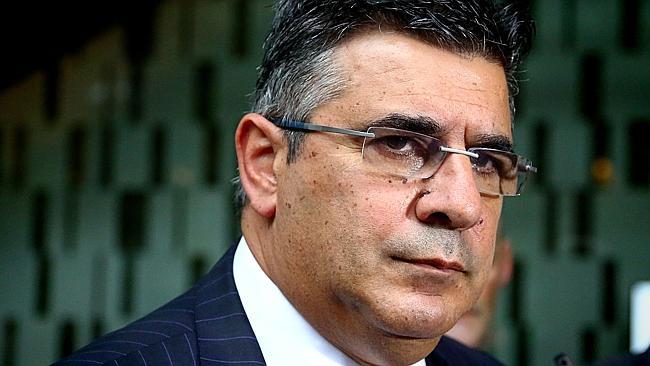 AFL CEO Andrew Demetriou speaks to the media outside radio station 3AW. Picture: Hamish Blair