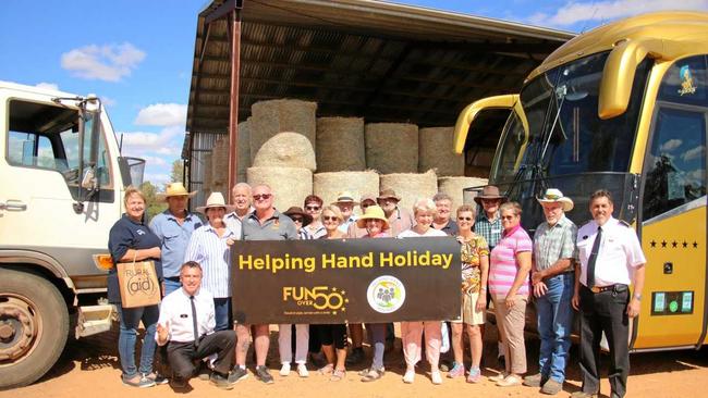 HELPING HAND: The touring group from Fun Over 50 at Saturday's hay run to Scattering Plains, near Roma. Picture: Grace Jamieson