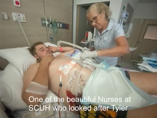 Tyler Lette-Webb was forced to spend his 18th birthday in a ward at Sunshine Coast University Hospital where he had been flown to in January.