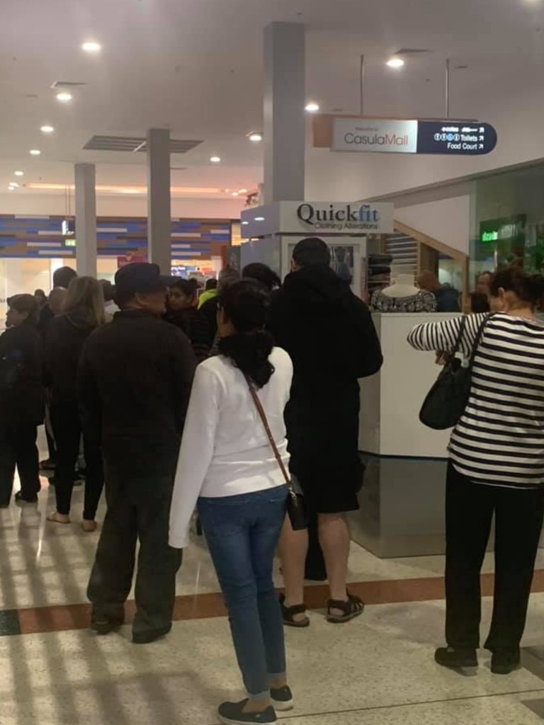 According to reports, parents are getting their children to line up and buy packs of toilet paper so they can take home more than one in the family’s shop. Picture: Facebook