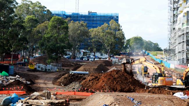 The road works starting at The Orchards, Kellyville. Pic: AAP Image/Angelo Velardo