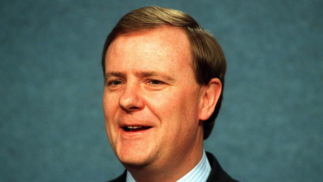 Coalition treasurer Peter Costello holds a press conference on the 1998 budget.