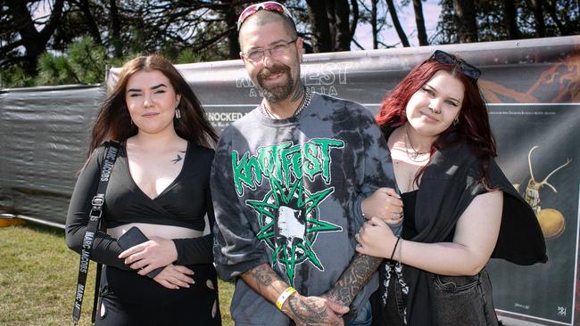 Jasmine, Dave and Shayla enjoying Knotfest. Picture: Julian Andrews