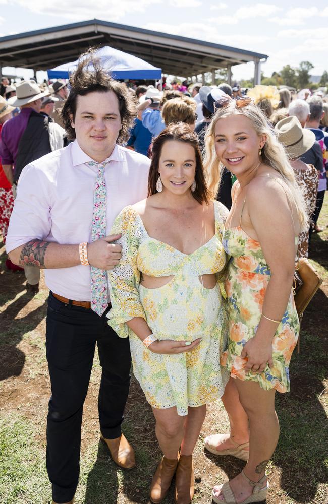 At the Clifton Races are (from left) Bryan Butler, Lyndsay Morris and Chantelle Slater, Saturday, October 28, 2023. Picture: Kevin Farmer