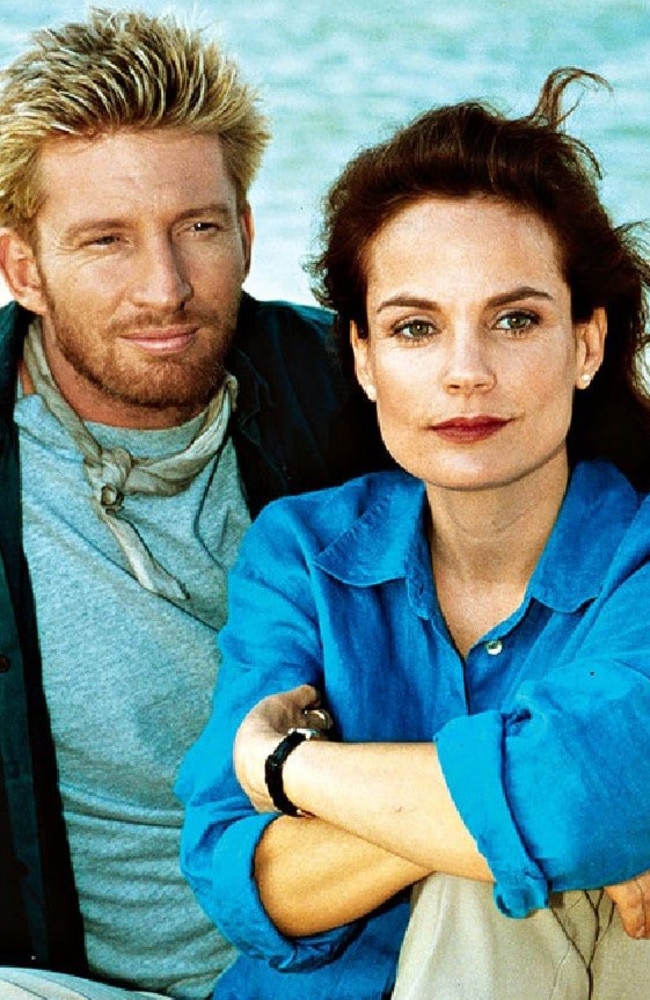 David Wenham, who played Daniel ’Diver Dan’ Della Bosca and Sigrid Thornton, who played Laura Gibson, in a scene from the television series SeaChange.