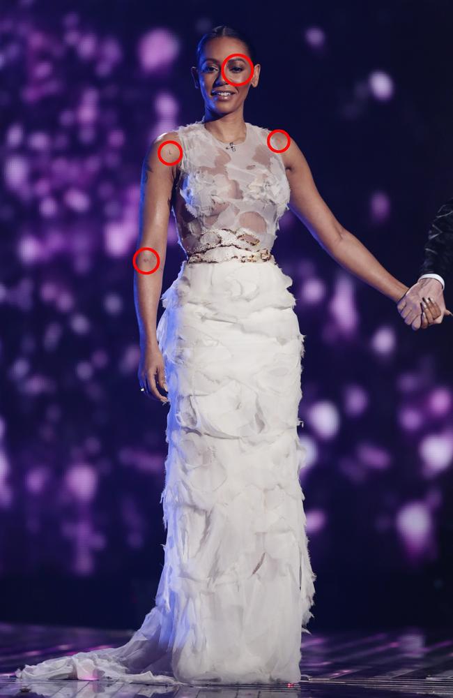 Mel B shocked viewers with her appearance at the 2014 X Factor finals. Picture: Dymond / Syco / Thames / Corbis