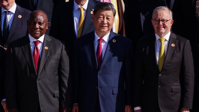 Cyril Ramaphosa president of South Africa and Xi Jinping president of China and Anthony Albanese prime minister of Australia pose as part of the G20 Summit 2024.