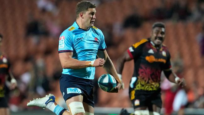 The Waratahs' Will Harris runs with the ball during a Super Rugby Pacific quarter-final against the Chiefs in 2022. Picture: AFP