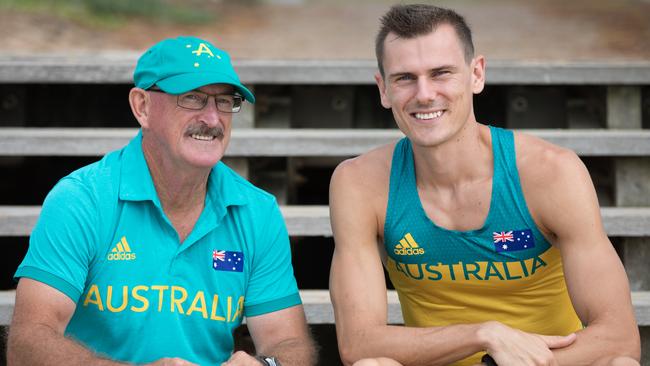 Dave Smith with his son race walker Dane Bird-Smith. Photo: Dominika Lis