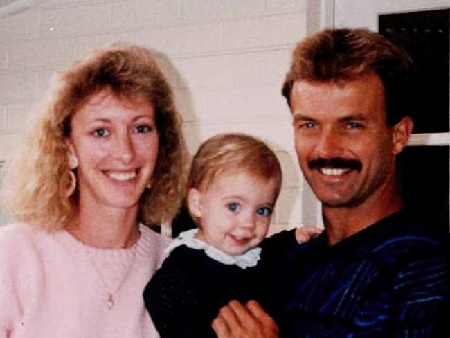 Undated images relating to the 2024 podcast - BRONWYN. Bronwyn Winfield, Jon Winfield and their daughter Lauren (centre).