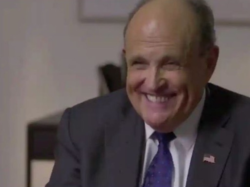 Rudy Giuliani agreed to an interview with a conservative news reporter, not realising she was part of the new Borat film. Picture: Amazon