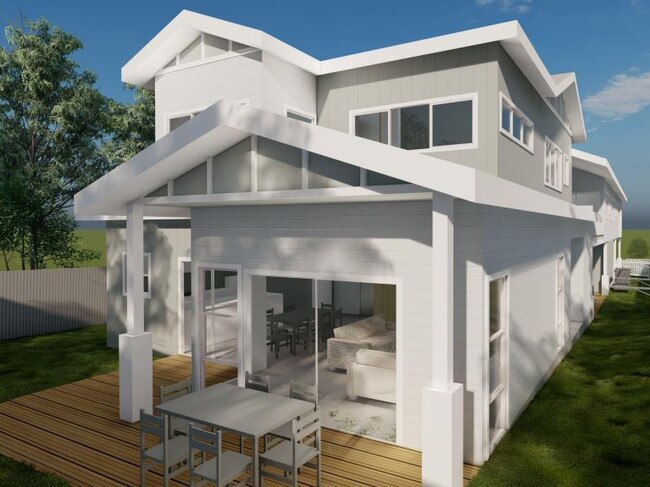 An artist's impression of the townhouses proposed for the site of a former church at 102 Bay Rd, Blue Bay. Picture: supplied