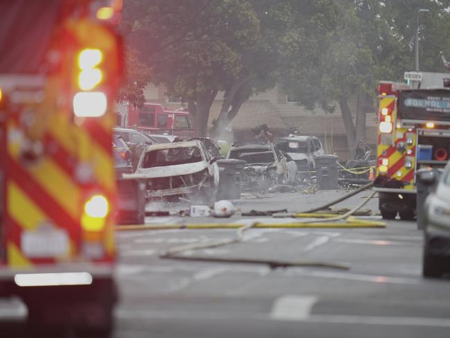 The crash prompted evacuations along several blocks early Thursday, May 22, 2025. Picture: AP Photo/Gregory Bull.