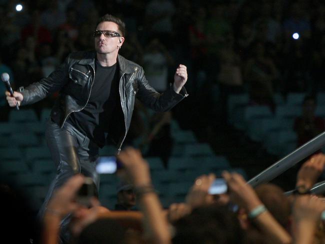 U2 perform at ANZ Stadium in Sydney as part of their 360 Degrees world tour.