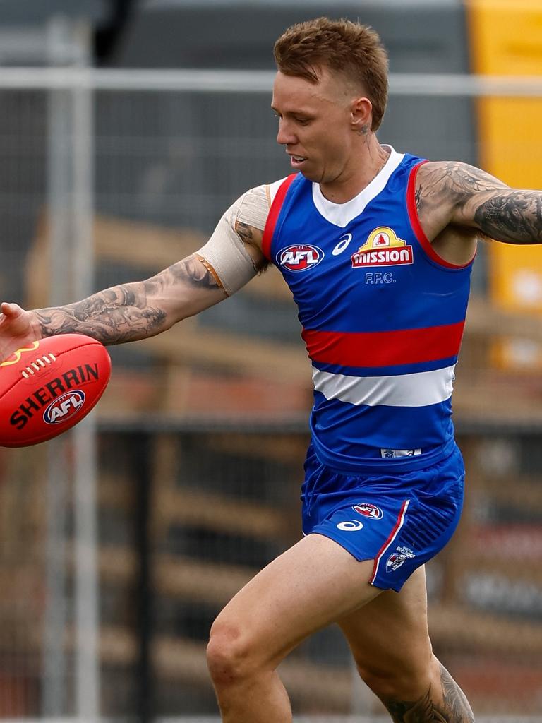 James Harmes had his first hit-out in Bulldogs colours on Friday. Picture: Michael Willson/AFL Photos via Getty Images.