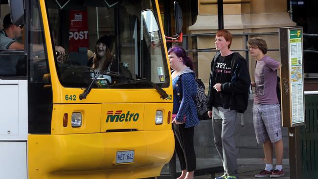 Tasmanian Metro bus commuters in Hobart.