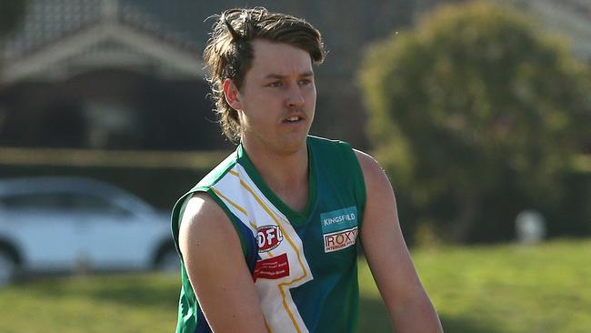 Cooper McPharlane was East Sunbury’s leading goalkicker in 2021. He is now at Sunbury Kangaroos. Photo: Hamish Blair