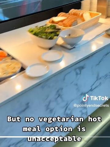 He was also disappointed by the lack of hot meals for vegetarians. Picture: TikTok