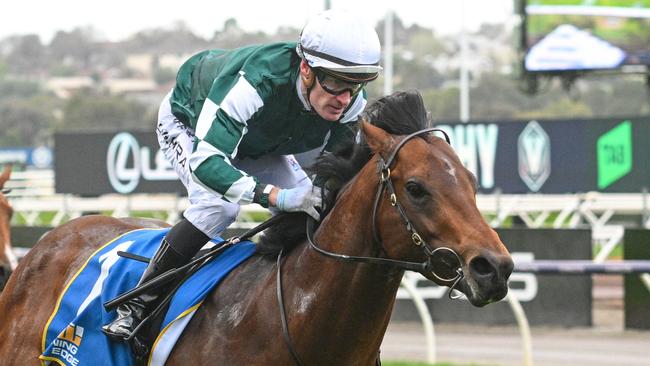 MELBOURNE, AUSTRALIA - SEPTEMBER 14: Mark Zahra riding Growing Empire winning Race 4, the Winning Edge Poseidon Stakes - Betting Odds during Melbourne Racing at Flemington Racecourse on September 14, 2024 in Melbourne, Australia. (Photo by Vince Caligiuri/Getty Images)