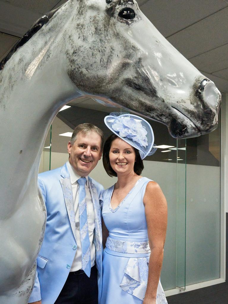 David and Nicolle Reynolds at the Adelaide Cup at Morphettville Racecourse, Monday, March 8, 2021. Picture: MATT LOXTON