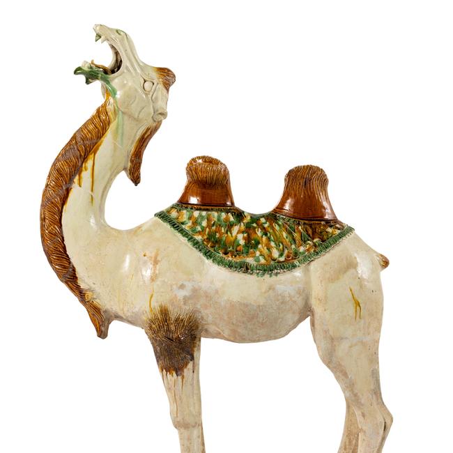 An impressive Tang Dynasty Bactrian camel (618-907AD) in the characteristic three-colour glaze of the period. Picture: Ryan Hernandez.