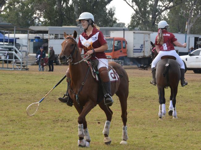 Polocrosse action at the Australian Polocrosse Nationals tournament held in Chinchilla on June 28, 2024.