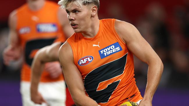 MELBOURNE . 09/04/2023.  AFL . Round 4. Essendon vs Greater Western Sydney at Marvel Stadium.  Cooper Hamilton of the Giants   . Pic: Michael Klein