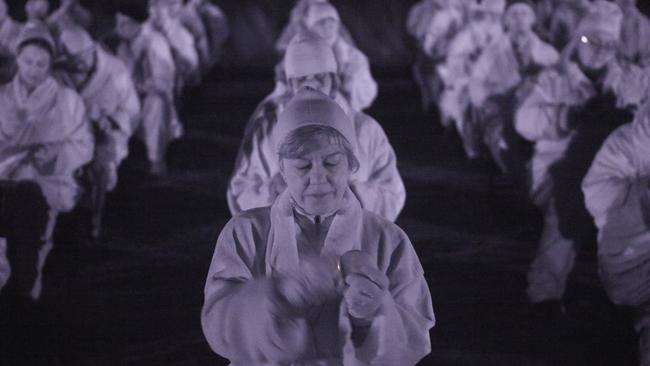 Mike Parr’s <i>Empty Ocean</i> performance at last year’s Dark Mofo. Picture: ZAN WIMBERLEY