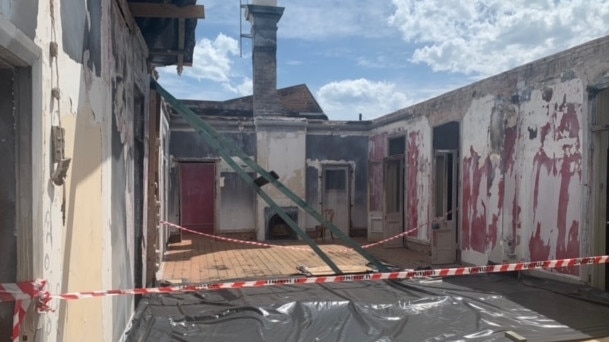 Upstairs at Fred’s is just a skeleton of what it used to be after it was ravaged by fire.