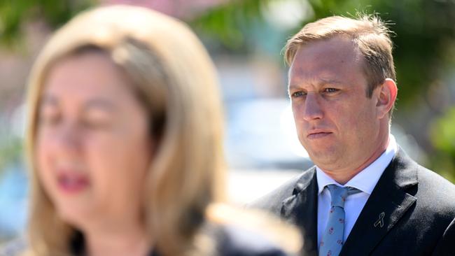 Former premier Annastacia Palaszczuk with her successor Steven Miles