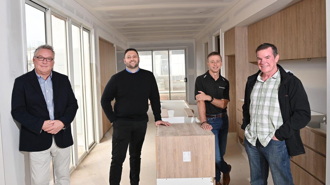 L-R: Matthew Wright (GM Corinthian Doors), Luke Toser (GM Toser Design), Richard Taylor (BPM Caesarstone) and Lee Coles (MD Ideal Stone). Picture: Keryn Stevens