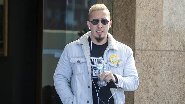 Anthony Khallouf leaves The View hotel in North Sydney earlier this week. Picture: Liam Mendes