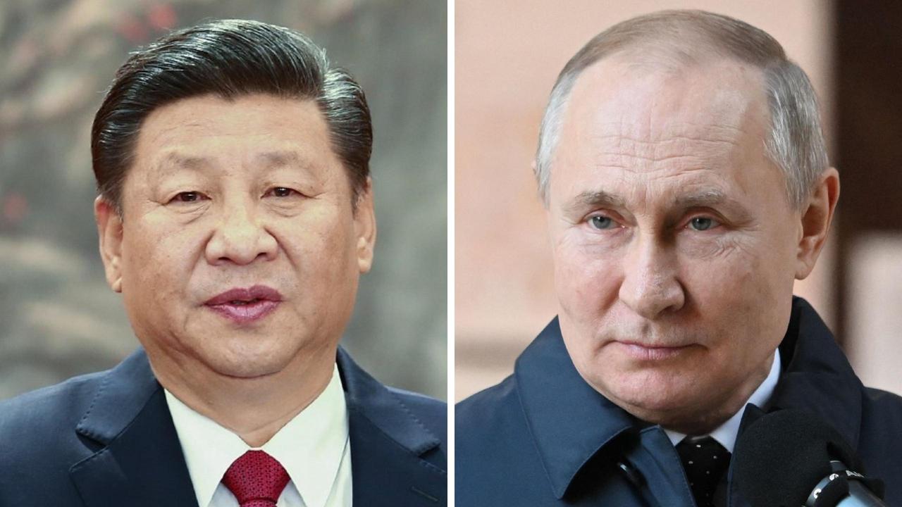 There are subtle hints that Xi Jinping is thawing on his ‘no limits’ friendship with Vladimir Putin as the war rolls on. Pictures: Lintao Zhang / Getty and Sergei Guneyev / Sputnik / AFP