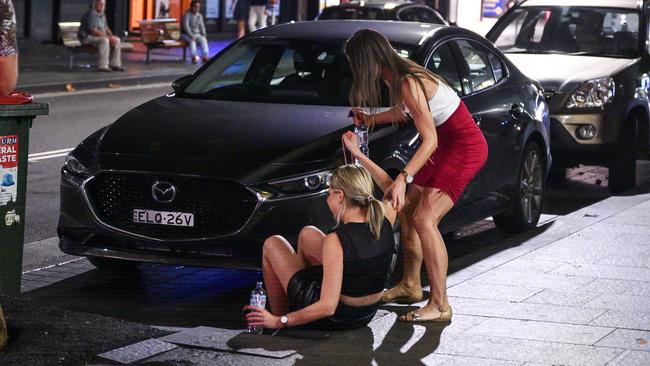 Revellers getting into the spirit in Kings Cross on Saturday night. Picture: Flavio Brancaleone