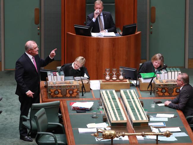 Labor kicked off the session by asking the PM why Australia’s growth predictions have been revised. Picture: Gary Ramage