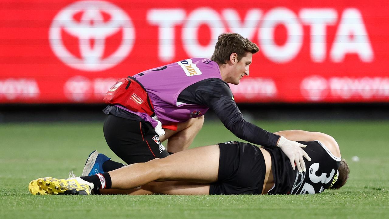 Wood was subbed out. (Photo by Michael Willson/AFL Photos via Getty Images)