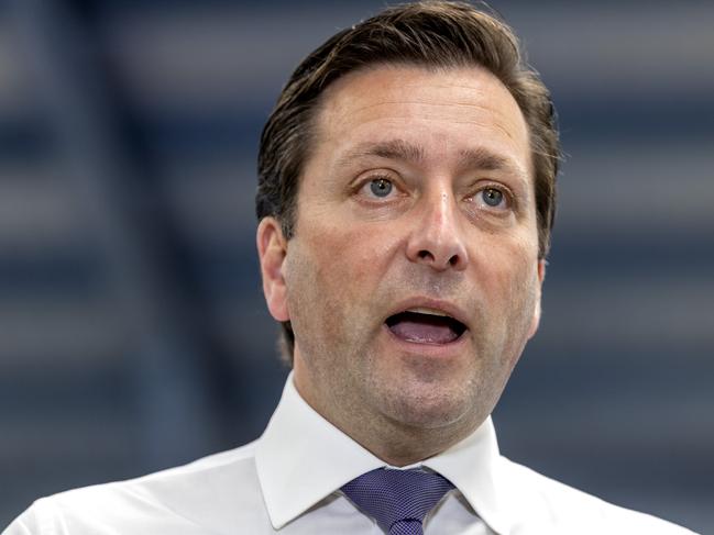 MELBOURNE, AUSTRALIA - NewsWire Photos OCTOBER 19, 2021:  Victorian Opposition Leader , Matthew Guy speaking at a press conference in Heidelberg.Picture: NCA NewsWire / David Geraghty