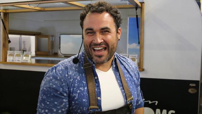 EAT STREET + Easter Show 2019 - Australian Mushrooms stand - celebrity chef, Miguel Maestre cooking at Mushies Diner, photo - supplied