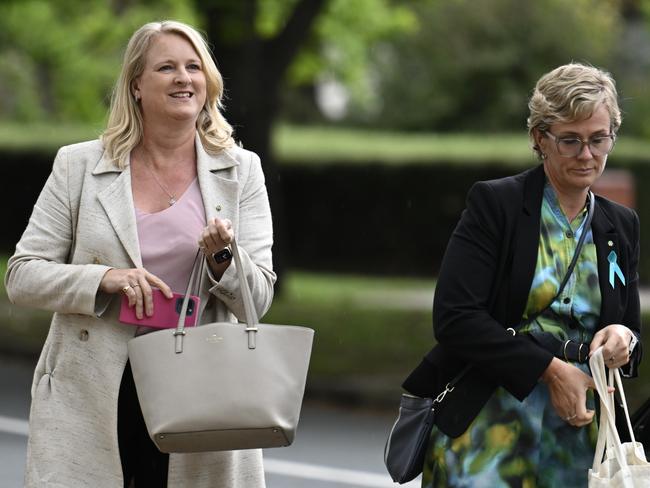 CANBERRA, AUSTRALIA - NewsWire Photos - February 11, 2025: (L-R) Kylea Tink and Zali Steggall arrive at The Lodge in Canberra. Picture: Martin Ollman / The Australian