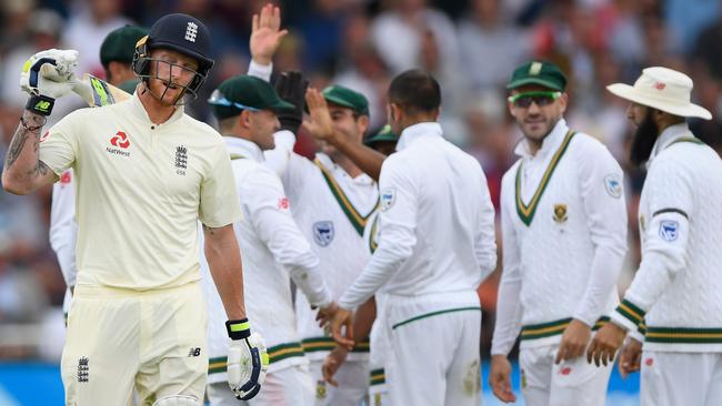 England was bowled out for 205 in its first innings at Trent Bridge.