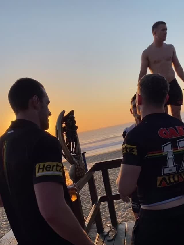 The Panthers watching the sun rise the next morning. Picture: Instagram